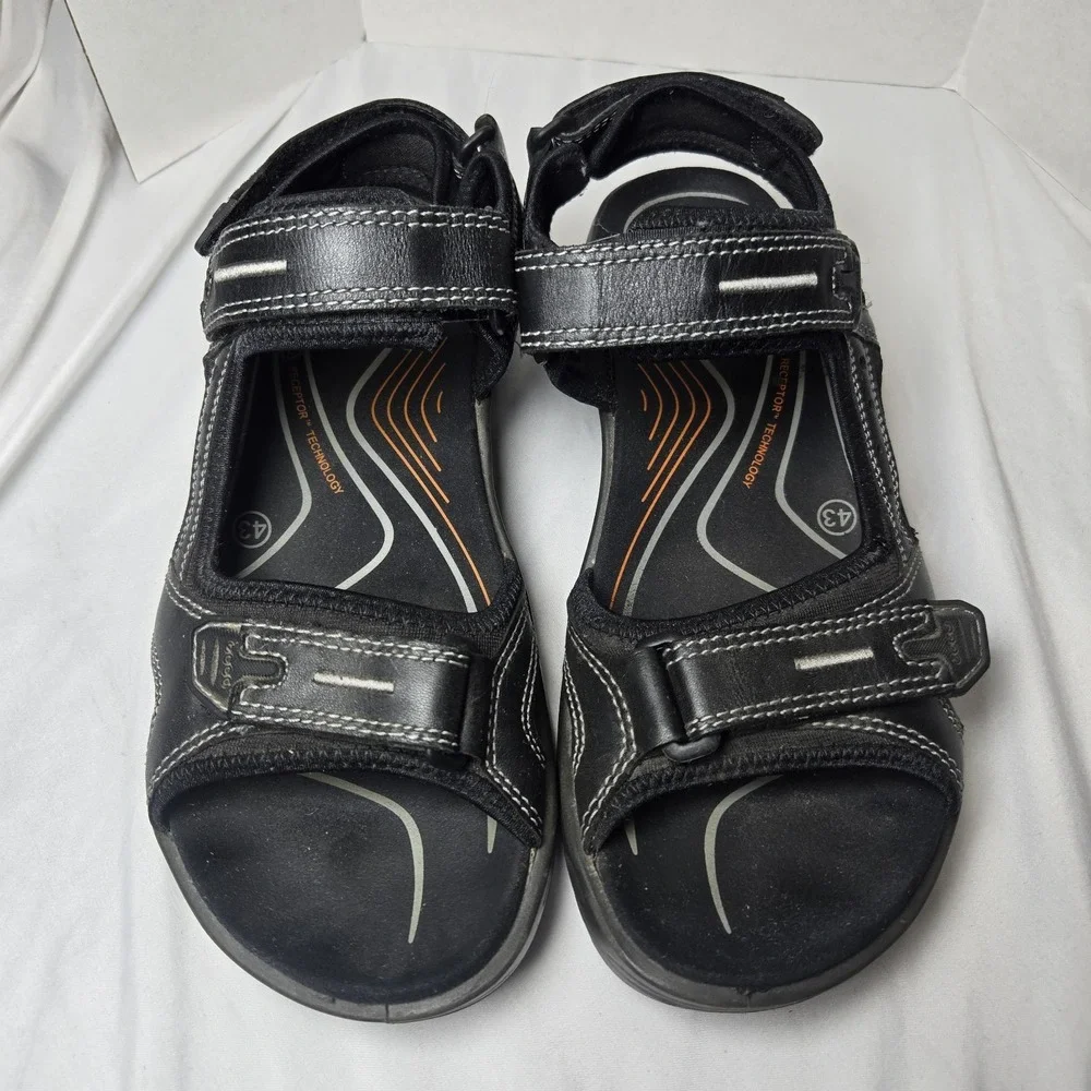 ECCO Yucatán Offroad Sport Sandal Black Leather Mens 9 Receptor Soles Outdoors